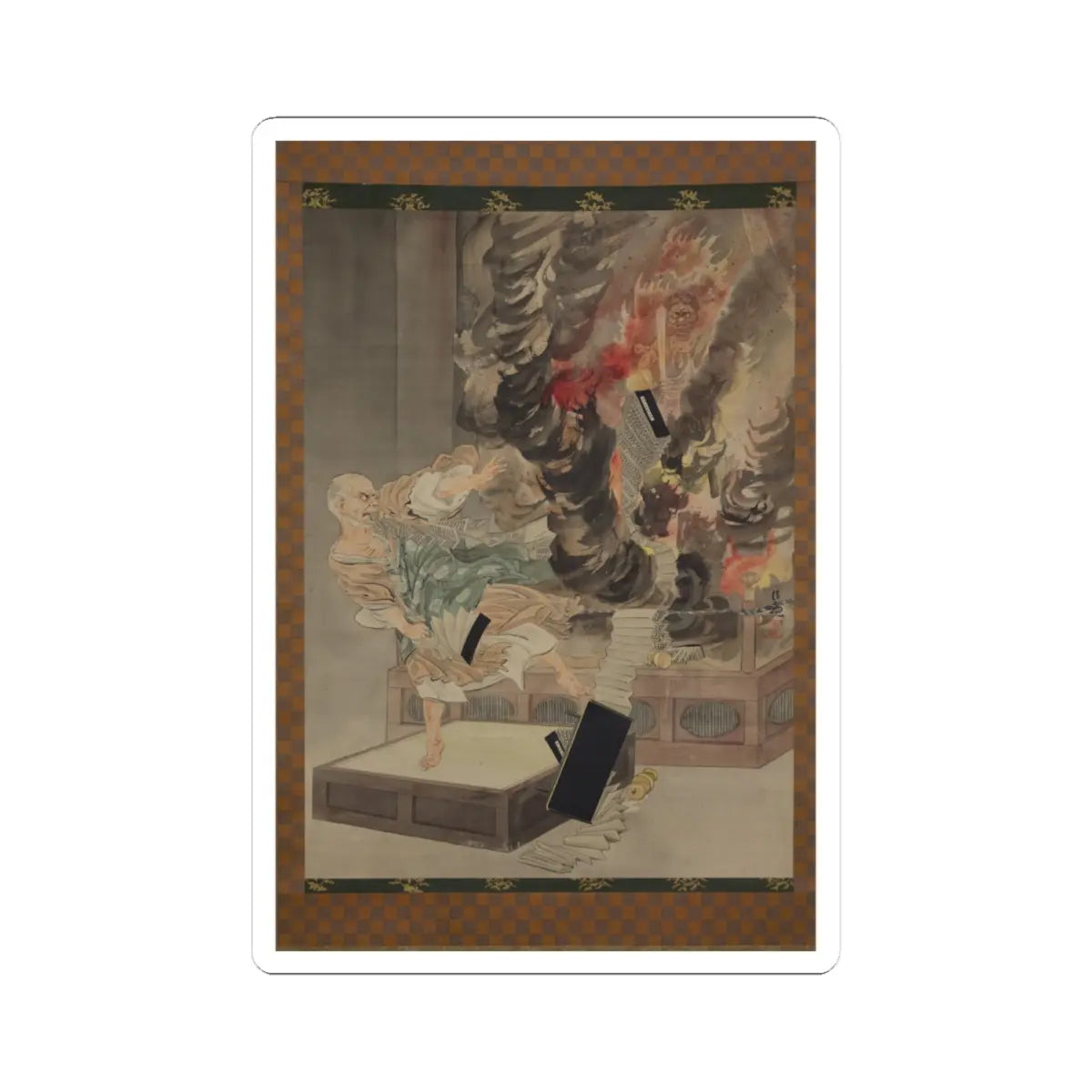 Kobayashi Kiyochika - The Fury of Monk Raigō - ca. 1900 v4 - STICKER Vinyl Kiss-Cut Decal