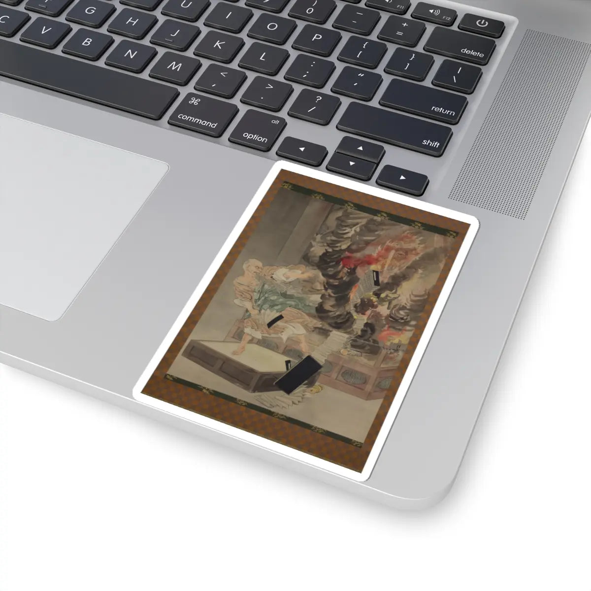 Kobayashi Kiyochika - The Fury of Monk Raigō - ca. 1900 v4 - STICKER Vinyl Kiss-Cut Decal