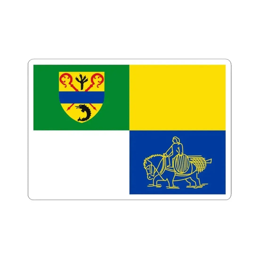 Koksijde vlag (Belgium) STICKER Vinyl Kiss-Cut Decal 4 Inch White - The Sticker Space