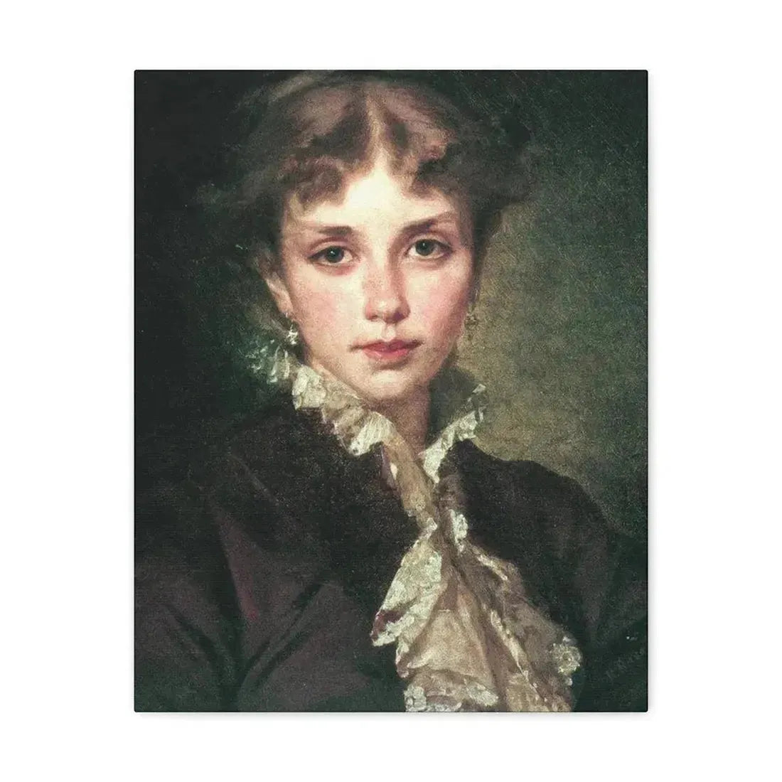 Konstantin Makovsky (1839-1915) Female Portrait - 1878 - Canvas Wall Art 16″ x 20″ 1.25" - The Sticker Space