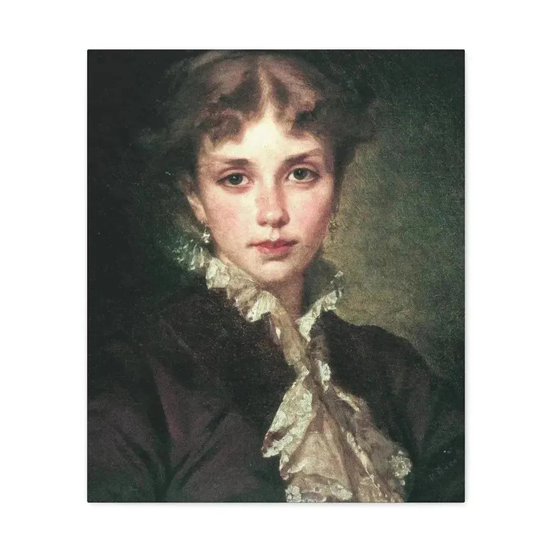 Konstantin Makovsky (1839-1915) Female Portrait - 1878 - Canvas Wall Art 20″ x 24″ 1.25" - The Sticker Space