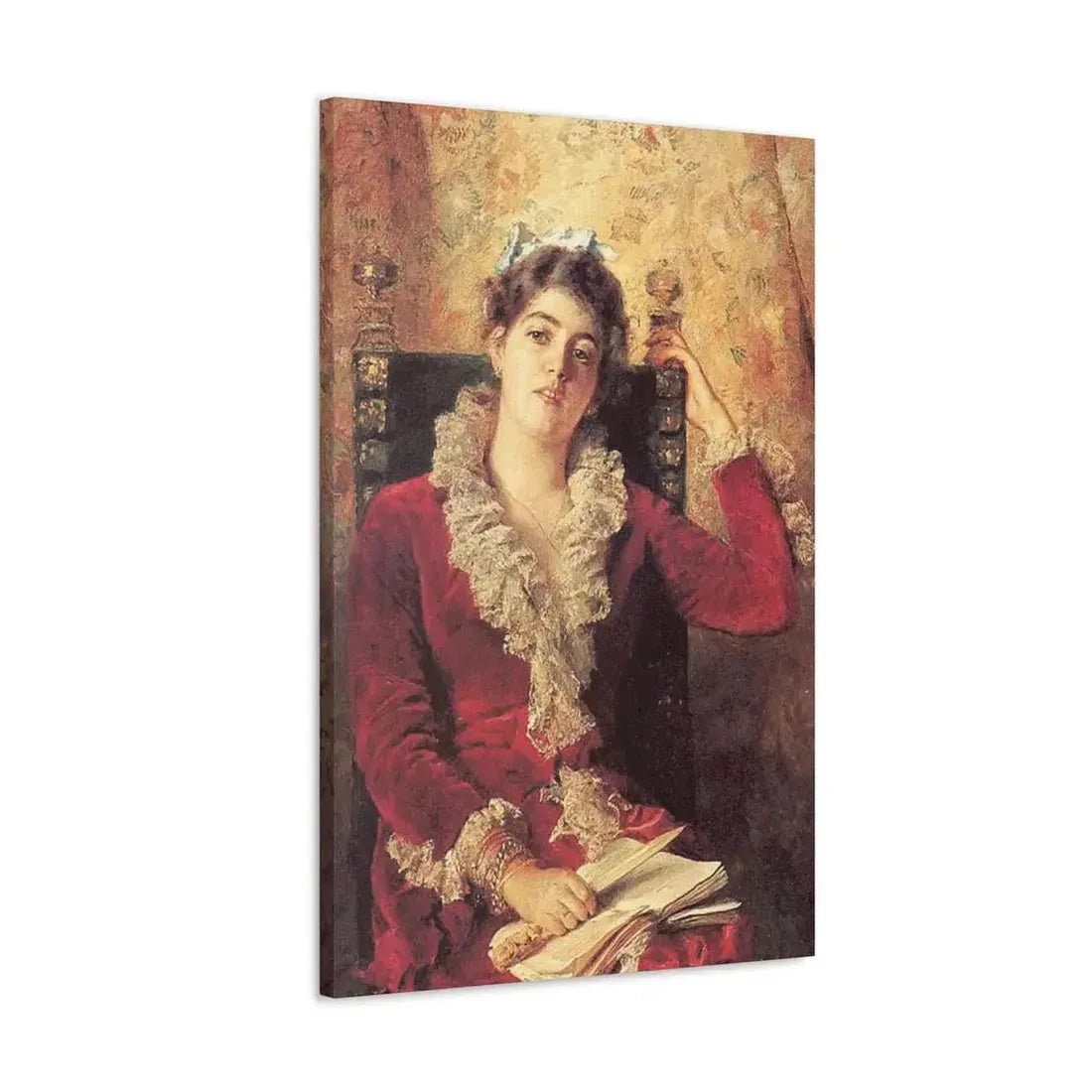 Konstantin Makovsky (1839-1915) Portrait of Julia Makovskaya, The Artist's Wife - Canvas Wall Art - The Sticker Space