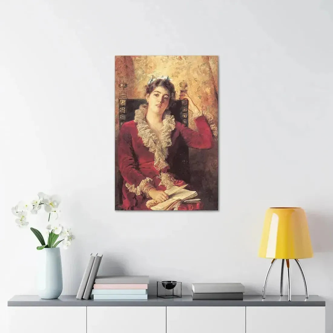 Konstantin Makovsky (1839-1915) Portrait of Julia Makovskaya, The Artist's Wife - Canvas Wall Art - The Sticker Space