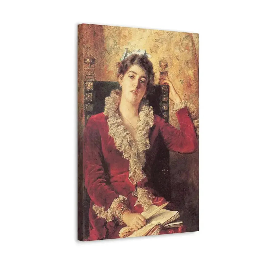 Konstantin Makovsky (1839-1915) Portrait of Julia Makovskaya, The Artist's Wife - Canvas Wall Art - The Sticker Space