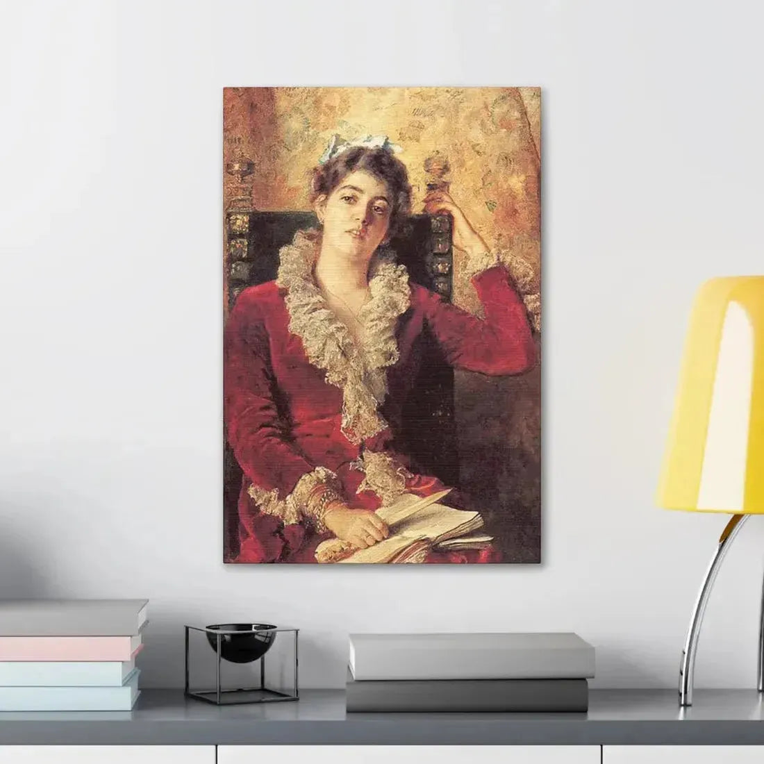 Konstantin Makovsky (1839-1915) Portrait of Julia Makovskaya, The Artist's Wife - Canvas Wall Art - The Sticker Space