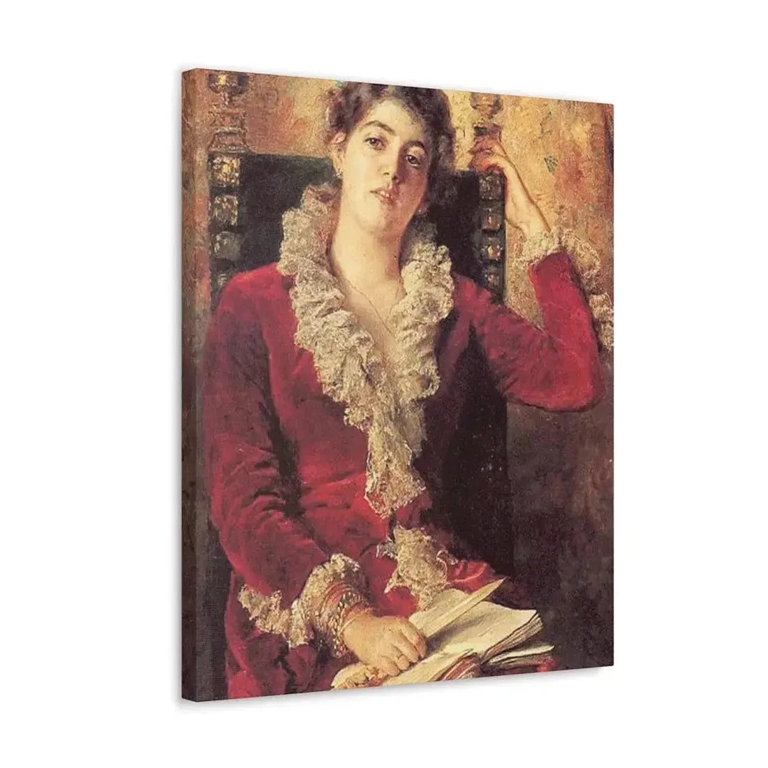 Konstantin Makovsky (1839-1915) Portrait of Julia Makovskaya, The Artist's Wife - Canvas Wall Art - The Sticker Space