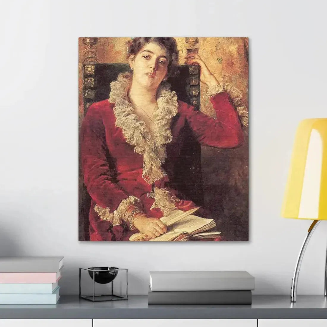 Konstantin Makovsky (1839-1915) Portrait of Julia Makovskaya, The Artist's Wife - Canvas Wall Art - The Sticker Space