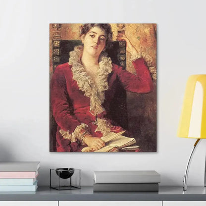 Konstantin Makovsky (1839-1915) Portrait of Julia Makovskaya, The Artist's Wife - Canvas Wall Art - The Sticker Space