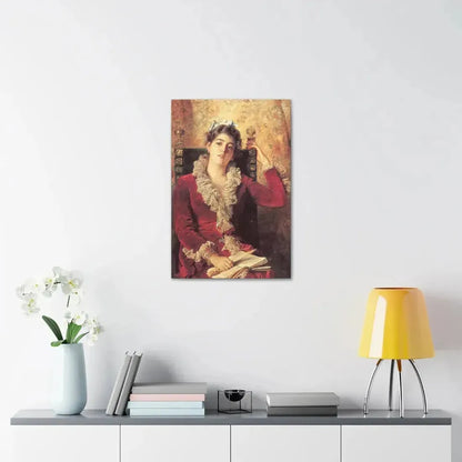 Konstantin Makovsky (1839-1915) Portrait of Julia Makovskaya, The Artist's Wife - Canvas Wall Art - The Sticker Space