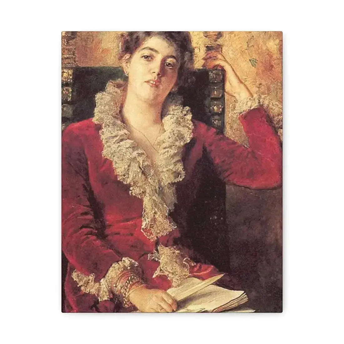 Konstantin Makovsky (1839-1915) Portrait of Julia Makovskaya, The Artist's Wife - Canvas Wall Art - The Sticker Space