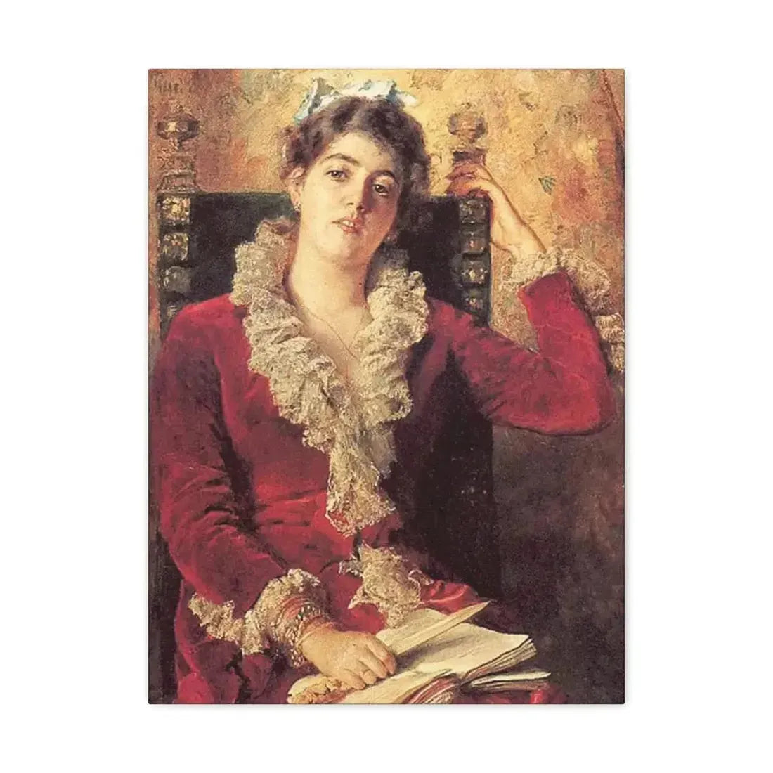 Konstantin Makovsky (1839-1915) Portrait of Julia Makovskaya, The Artist's Wife - Canvas Wall Art - The Sticker Space