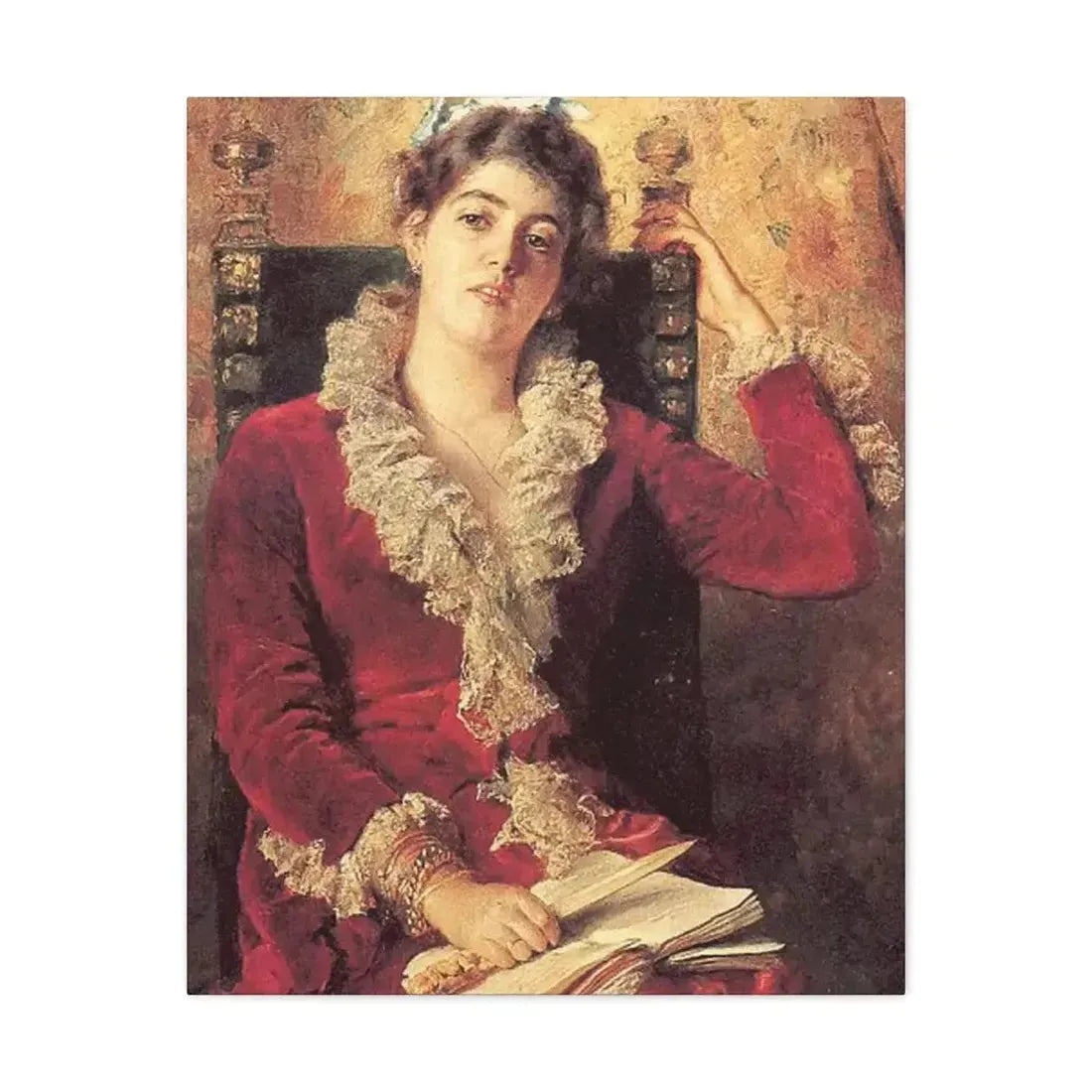 Konstantin Makovsky (1839-1915) Portrait of Julia Makovskaya, The Artist's Wife - Canvas Wall Art - The Sticker Space