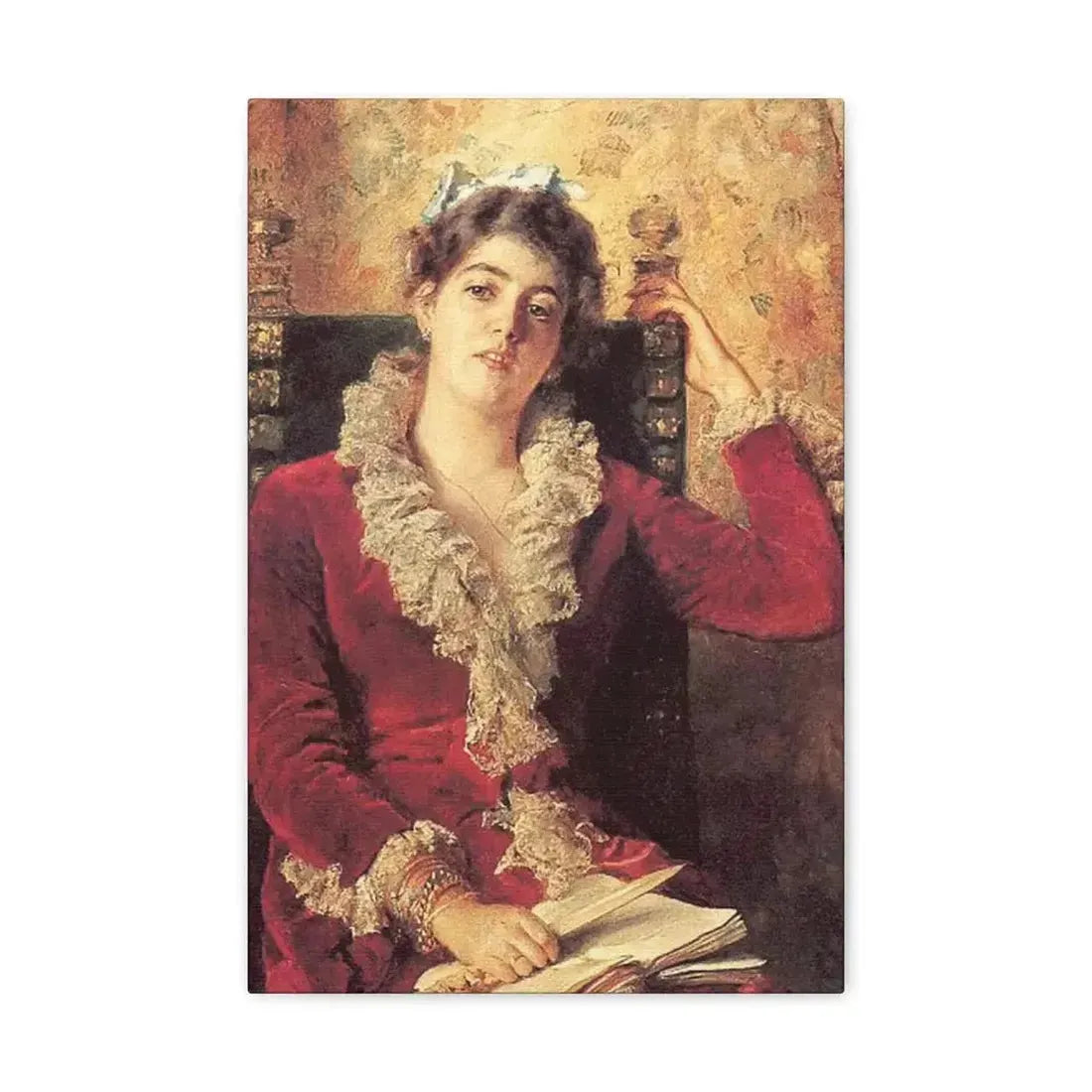 Konstantin Makovsky (1839-1915) Portrait of Julia Makovskaya, The Artist's Wife - Canvas Wall Art - The Sticker Space
