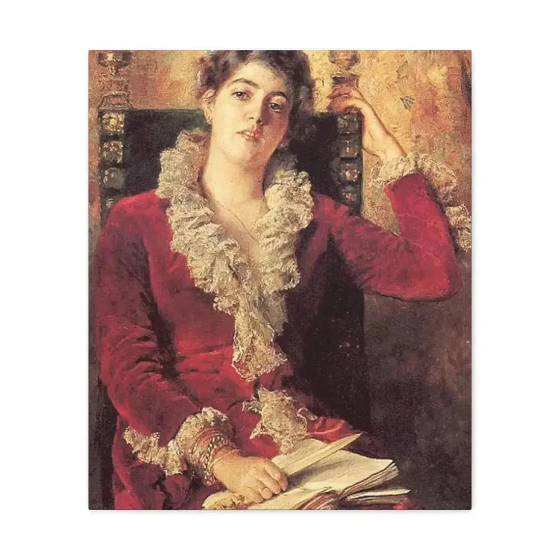 Konstantin Makovsky (1839-1915) Portrait of Julia Makovskaya, The Artist's Wife - Canvas Wall Art - The Sticker Space