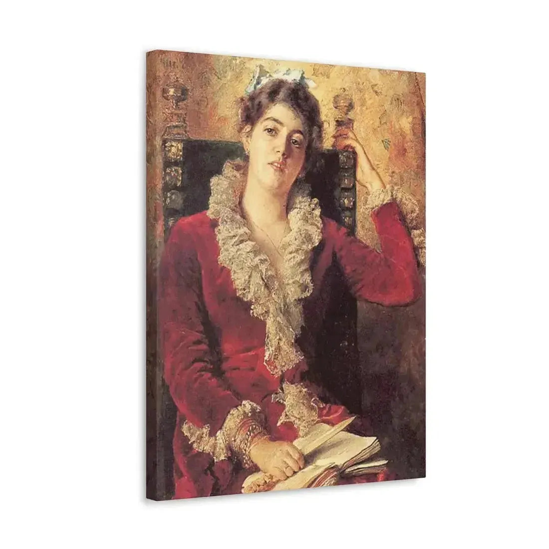 Konstantin Makovsky (1839-1915) Portrait of Julia Makovskaya, The Artist's Wife - Canvas Wall Art - The Sticker Space