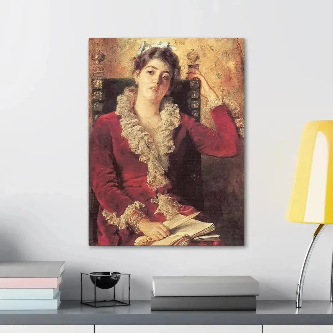 Konstantin Makovsky (1839-1915) Portrait of Julia Makovskaya, The Artist's Wife - Canvas Wall Art - The Sticker Space