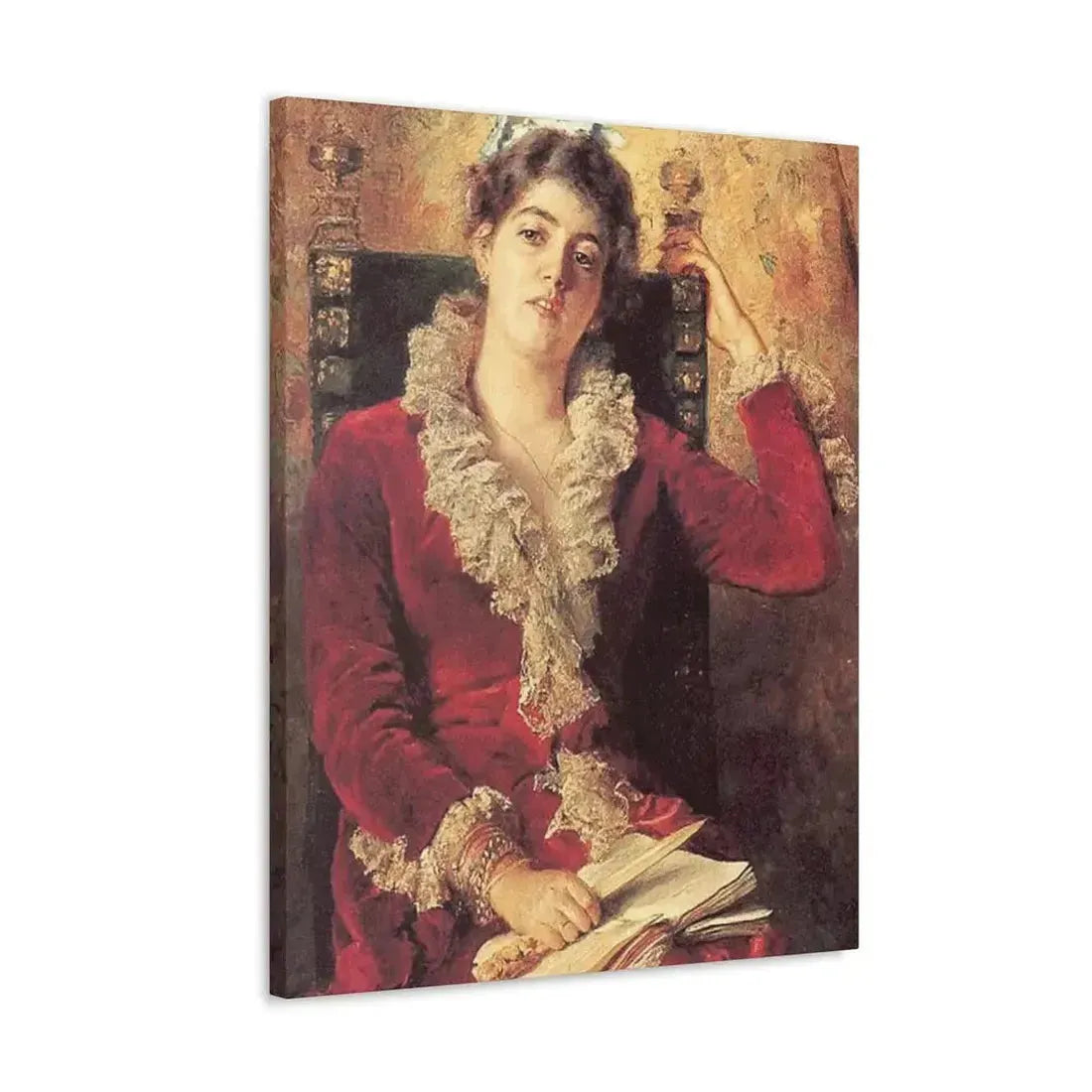 Konstantin Makovsky (1839-1915) Portrait of Julia Makovskaya, The Artist's Wife - Canvas Wall Art - The Sticker Space