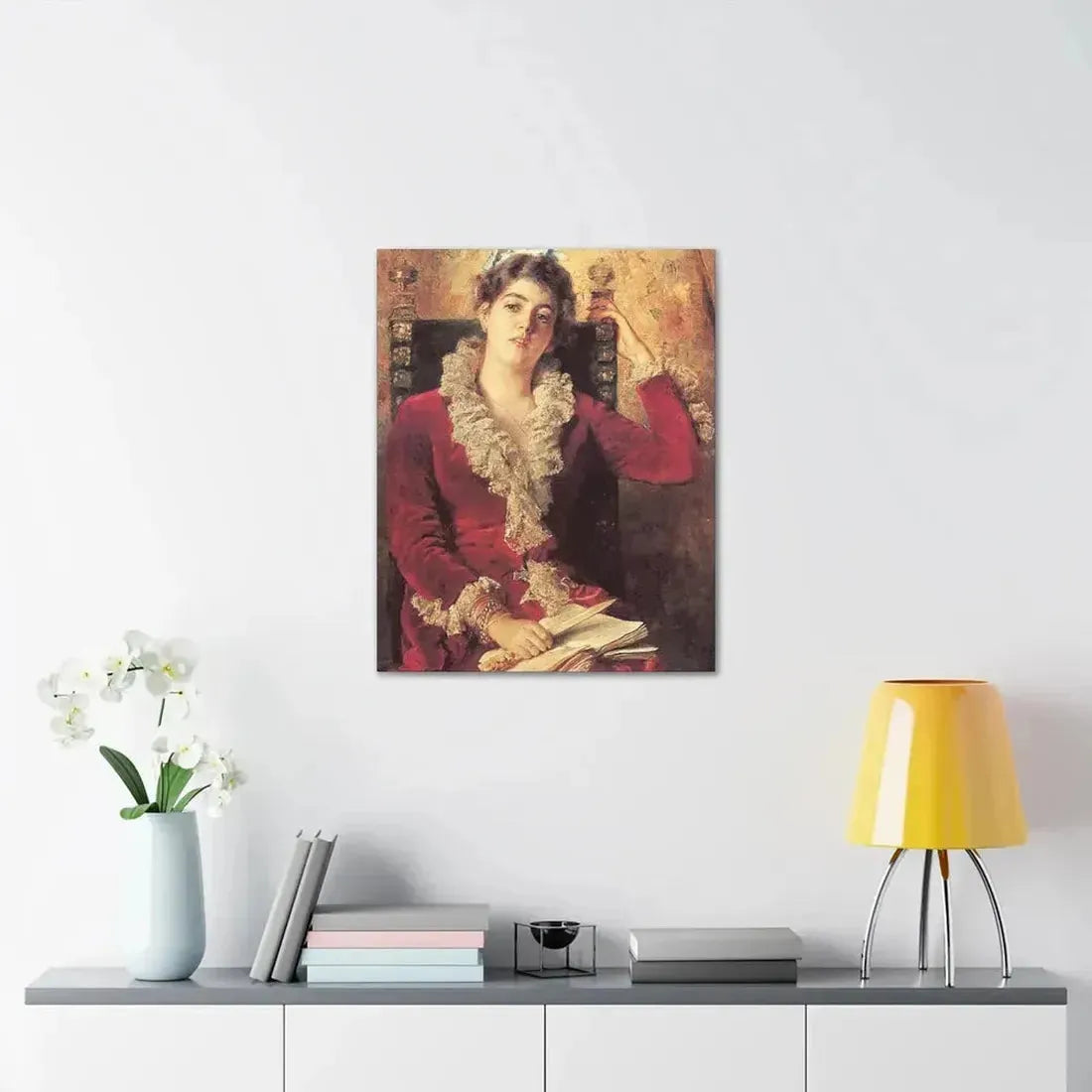 Konstantin Makovsky (1839-1915) Portrait of Julia Makovskaya, The Artist's Wife - Canvas Wall Art - The Sticker Space