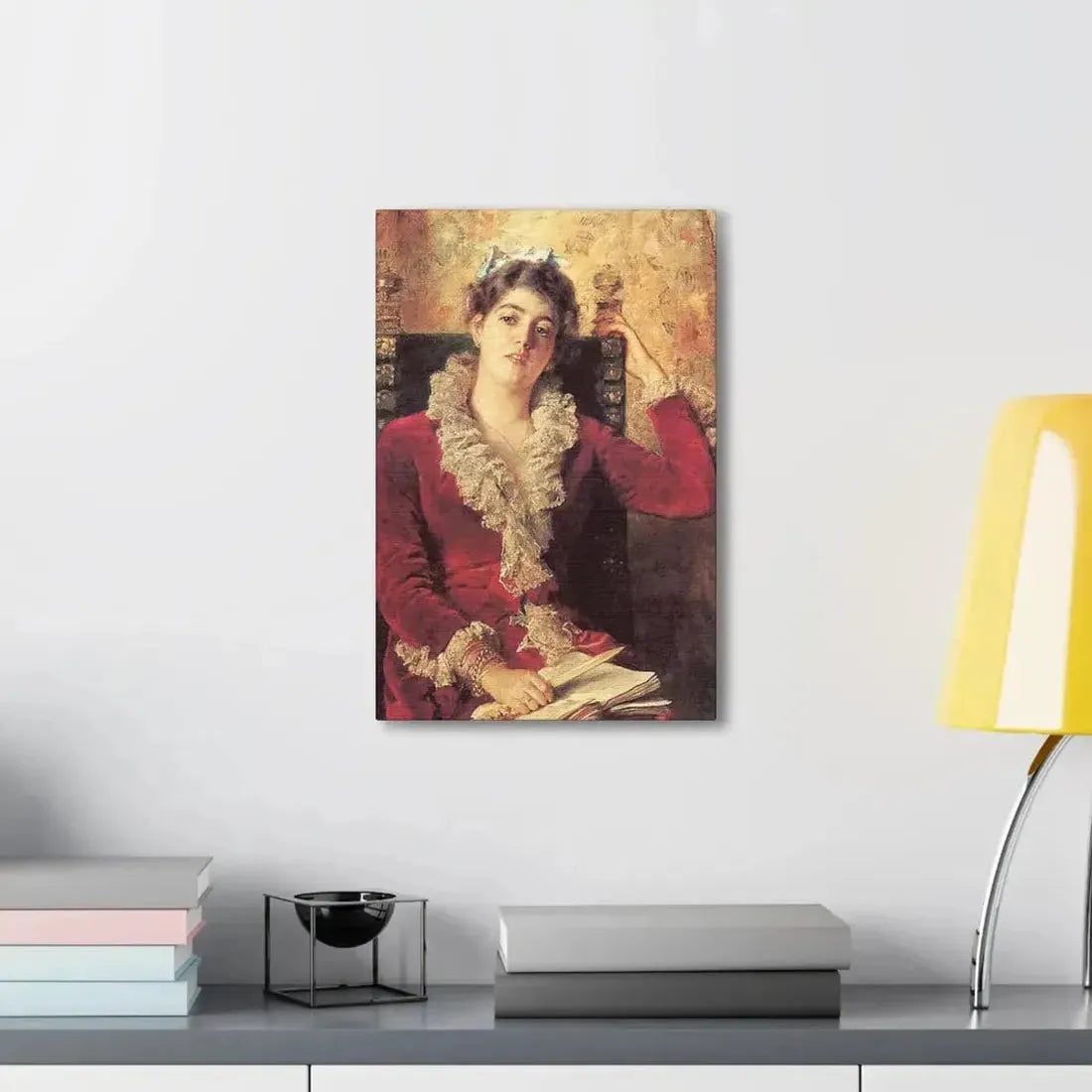 Konstantin Makovsky (1839-1915) Portrait of Julia Makovskaya, The Artist's Wife - Canvas Wall Art - The Sticker Space