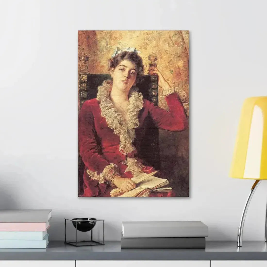 Konstantin Makovsky (1839-1915) Portrait of Julia Makovskaya, The Artist's Wife - Canvas Wall Art - The Sticker Space