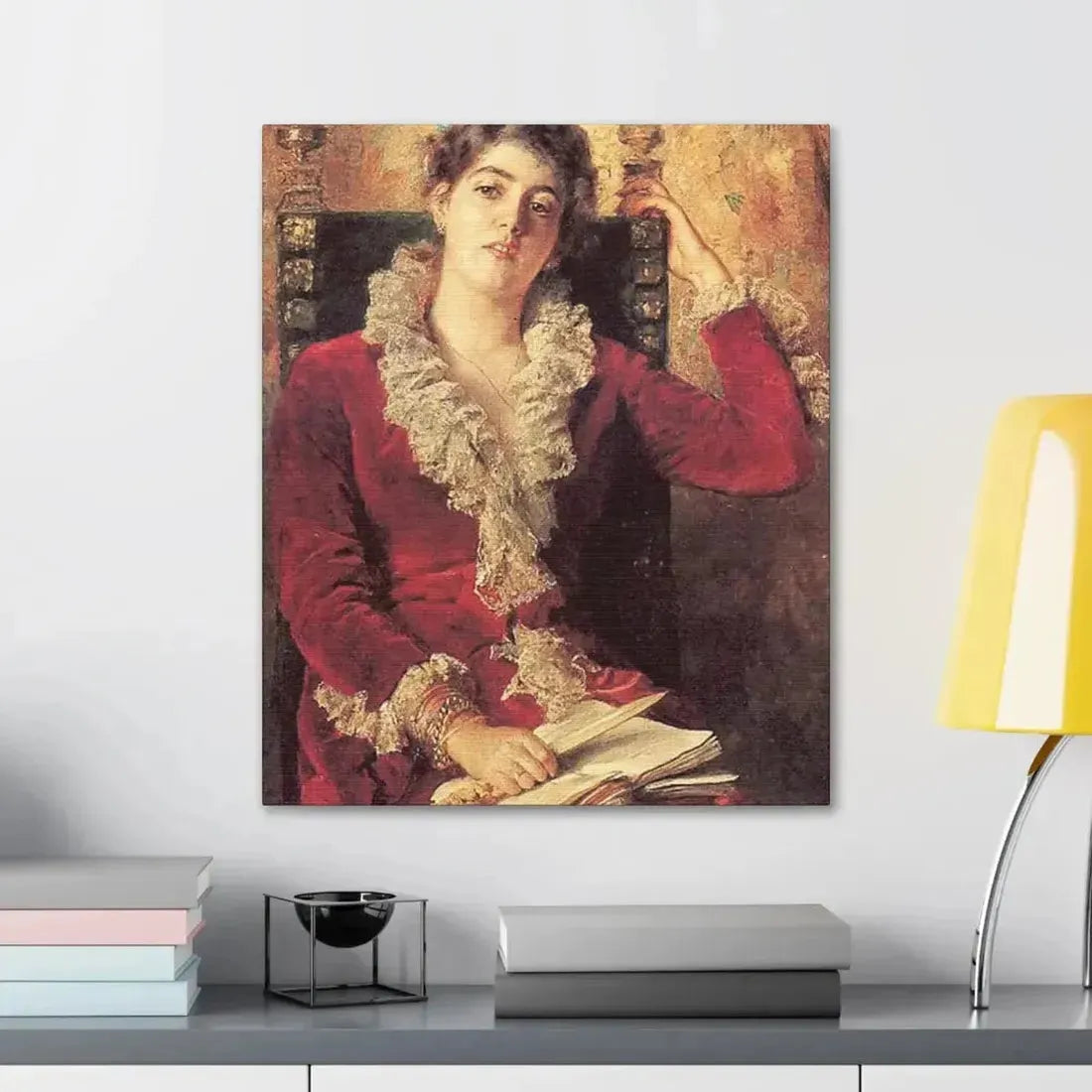 Konstantin Makovsky (1839-1915) Portrait of Julia Makovskaya, The Artist's Wife - Canvas Wall Art - The Sticker Space