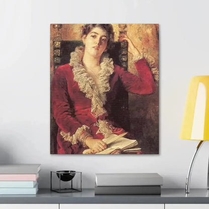 Konstantin Makovsky (1839-1915) Portrait of Julia Makovskaya, The Artist's Wife - Canvas Wall Art - The Sticker Space