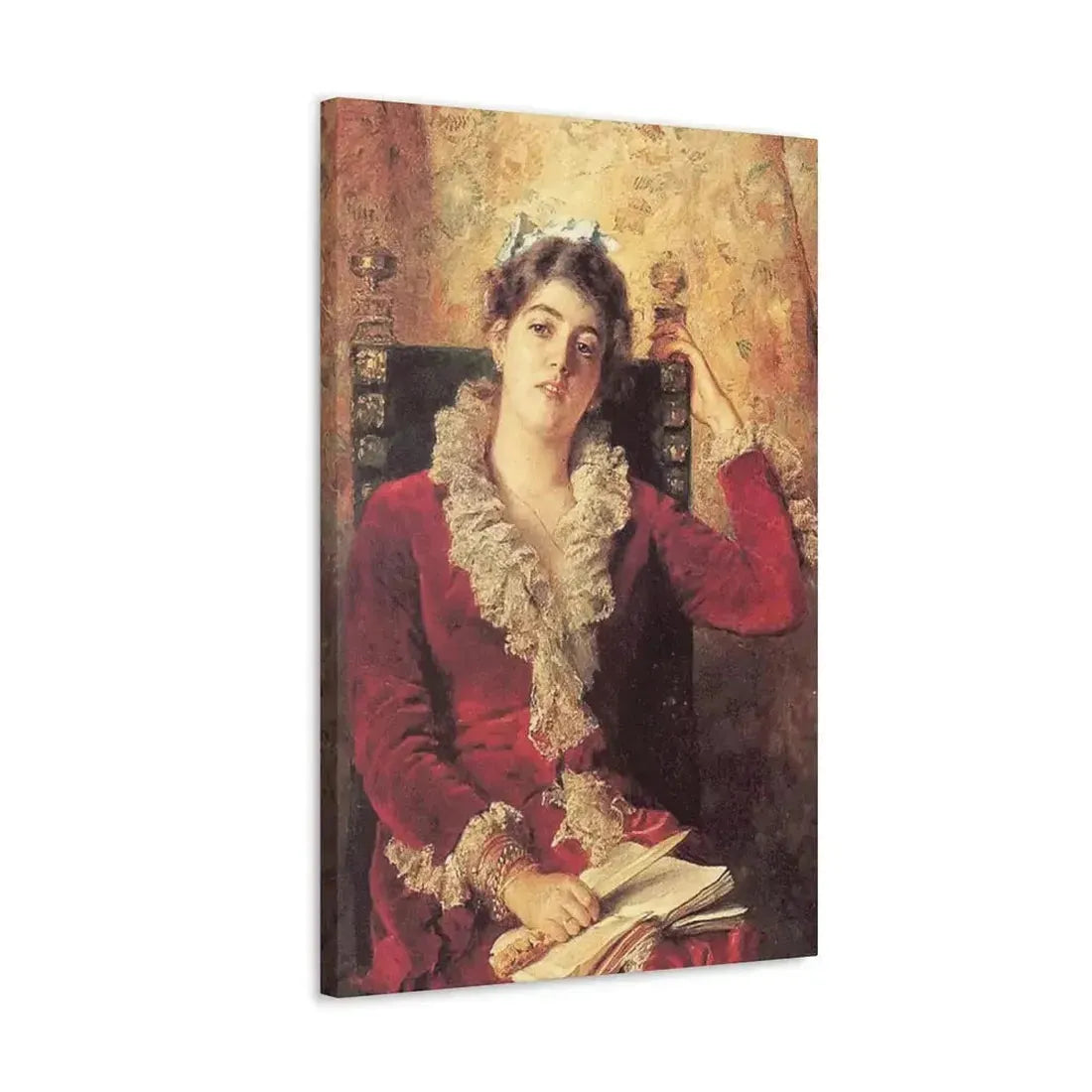 Konstantin Makovsky (1839-1915) Portrait of Julia Makovskaya, The Artist's Wife - Canvas Wall Art - The Sticker Space