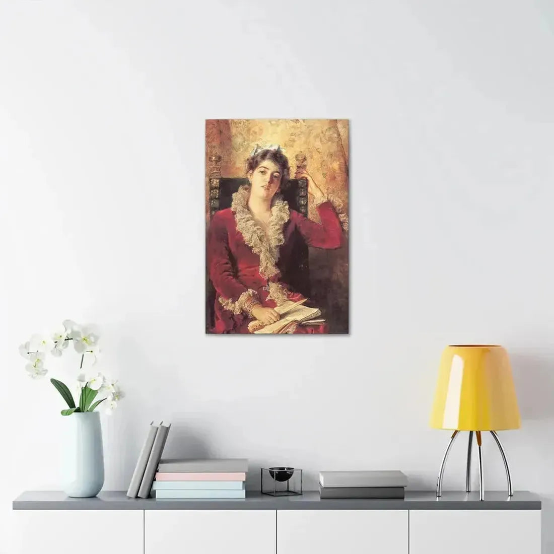 Konstantin Makovsky (1839-1915) Portrait of Julia Makovskaya, The Artist's Wife - Canvas Wall Art - The Sticker Space