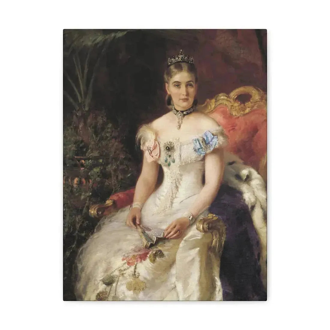 Konstantin Makovsky (1839-1915) Portrait Of Mariya Mikhajlovna Volkonsky - Canvas Wall Art 12″ x 16″ 1.25" - The Sticker Space
