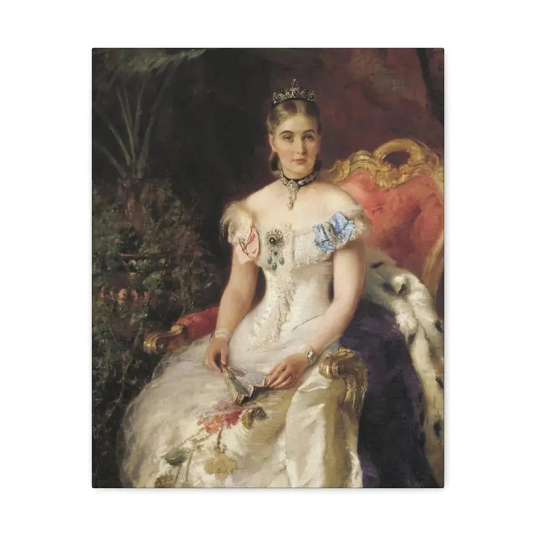 Konstantin Makovsky (1839-1915) Portrait Of Mariya Mikhajlovna Volkonsky - Canvas Wall Art 16″ x 20″ 1.25" - The Sticker Space