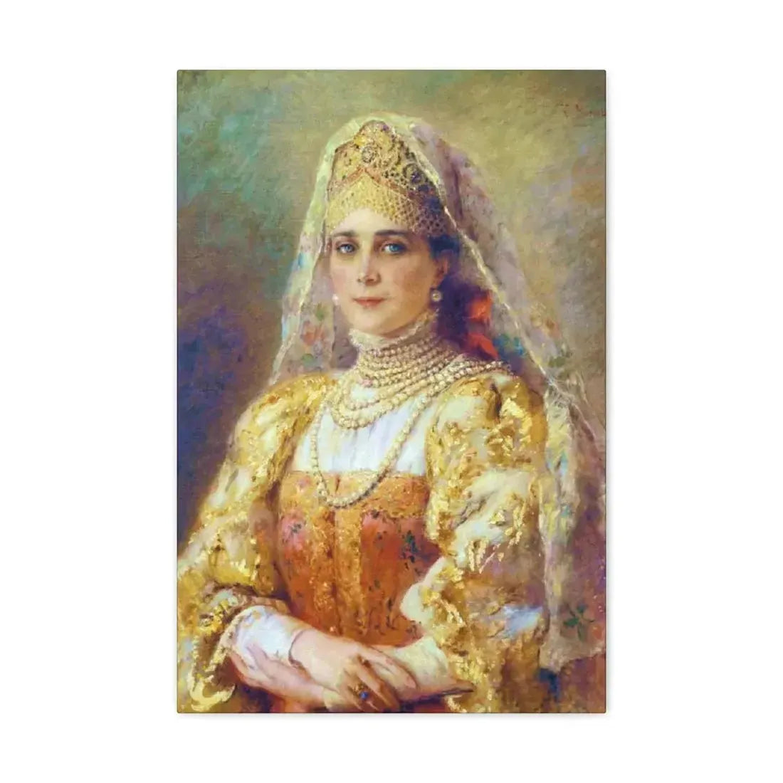 Konstantin Makovsky (1839-1915) Portrait of Princess Zinaida Yusupova in Russian Costume - Canvas Wall Art 16″ x 24″ 1.25" - The Sticker Space