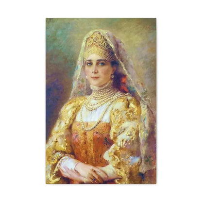 Konstantin Makovsky (1839-1915) Portrait of Princess Zinaida Yusupova in Russian Costume - Canvas Wall Art 16″ x 24″ 1.25" - The Sticker Space