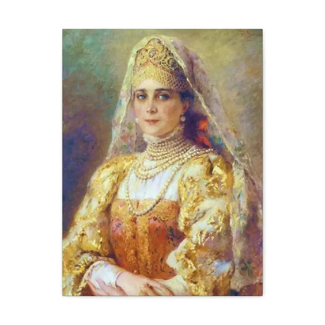 Konstantin Makovsky (1839-1915) Portrait of Princess Zinaida Yusupova in Russian Costume - Canvas Wall Art 18″ x 24″ 1.25" - The Sticker Space