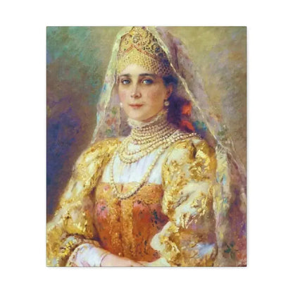 Konstantin Makovsky (1839-1915) Portrait of Princess Zinaida Yusupova in Russian Costume - Canvas Wall Art 20″ x 24″ 1.25" - The Sticker Space