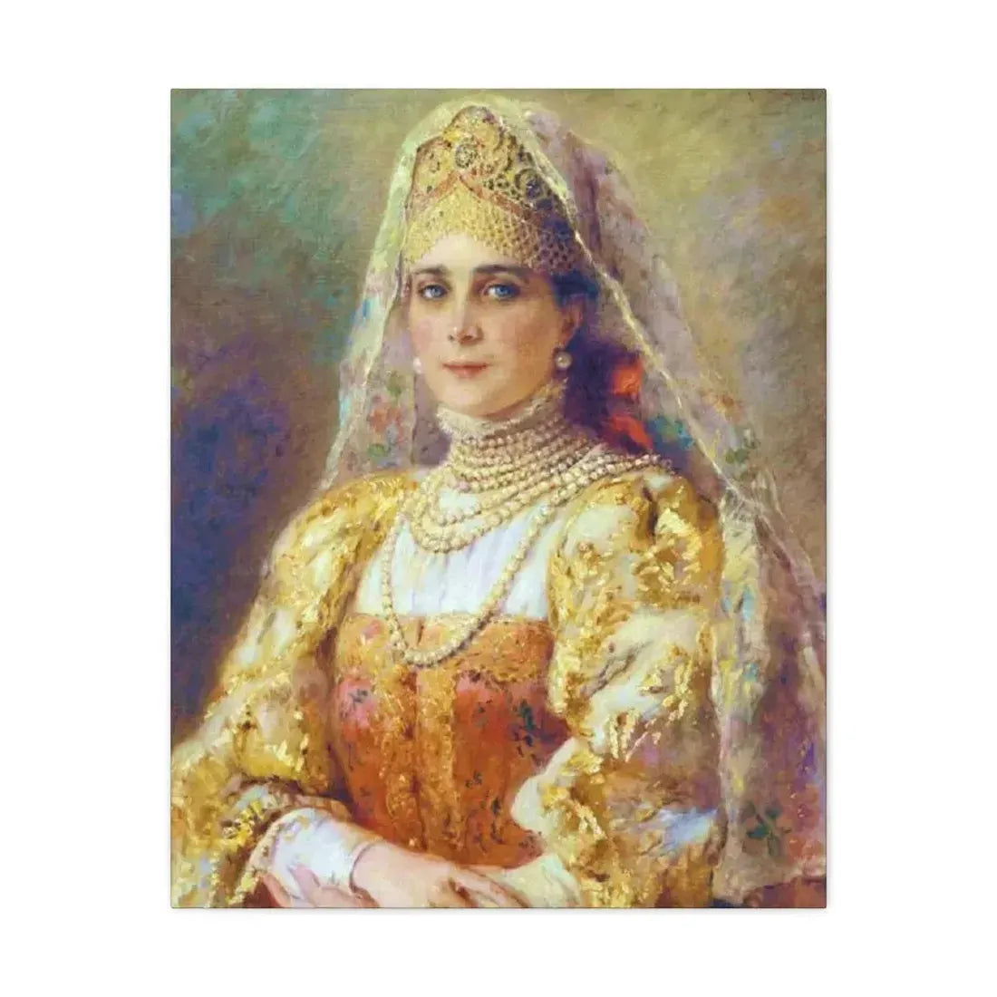 Konstantin Makovsky (1839-1915) Portrait of Princess Zinaida Yusupova in Russian Costume - Canvas Wall Art 24″ x 30″ 1.25" - The Sticker Space