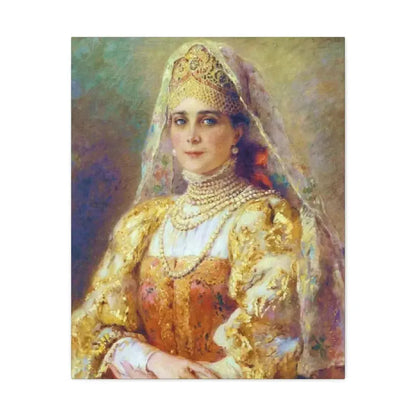 Konstantin Makovsky (1839-1915) Portrait of Princess Zinaida Yusupova in Russian Costume - Canvas Wall Art 24″ x 30″ 1.25" - The Sticker Space