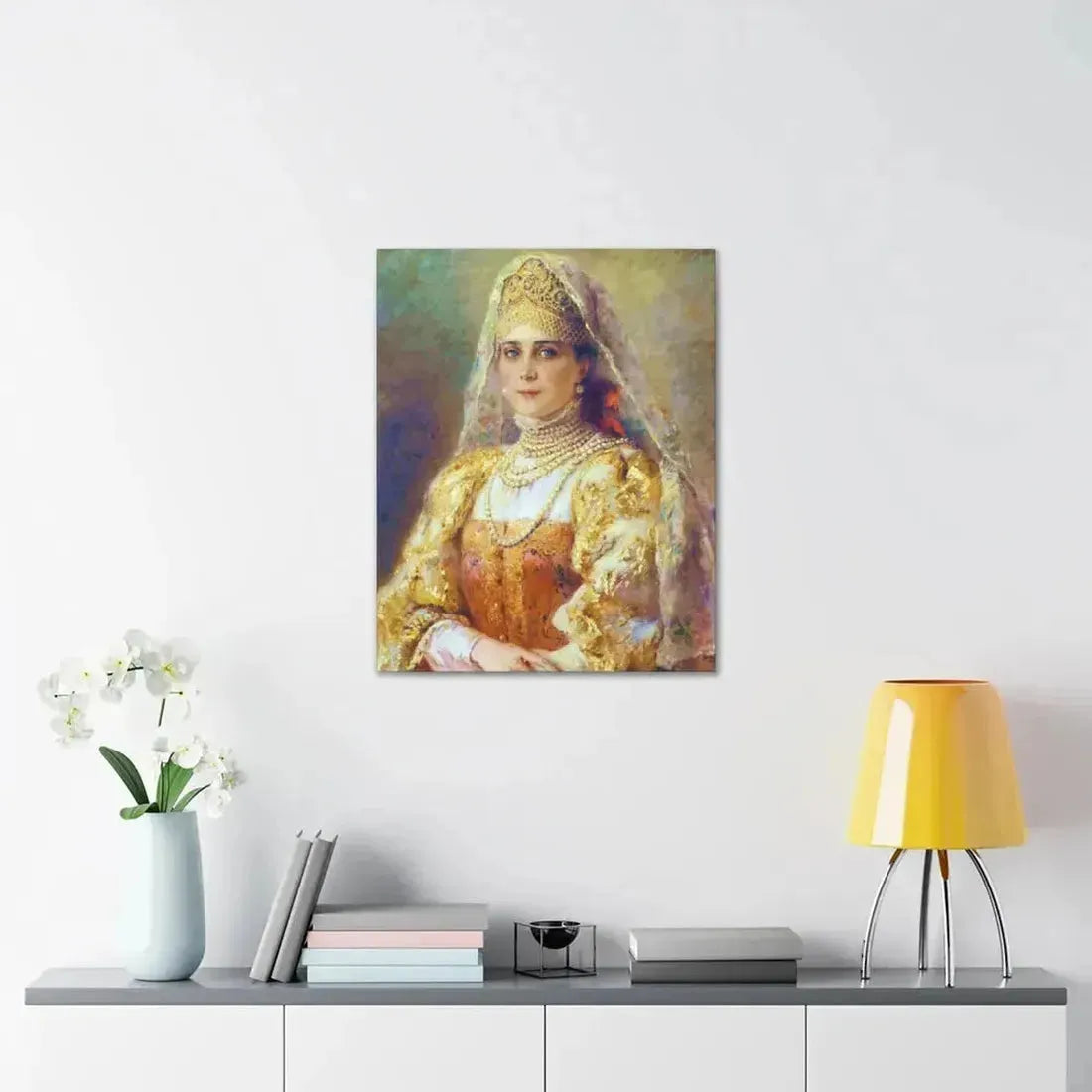 Konstantin Makovsky (1839-1915) Portrait of Princess Zinaida Yusupova in Russian Costume - Canvas Wall Art - The Sticker Space