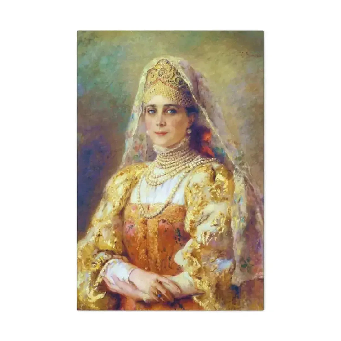 Konstantin Makovsky (1839-1915) Portrait of Princess Zinaida Yusupova in Russian Costume - Canvas Wall Art - The Sticker Space