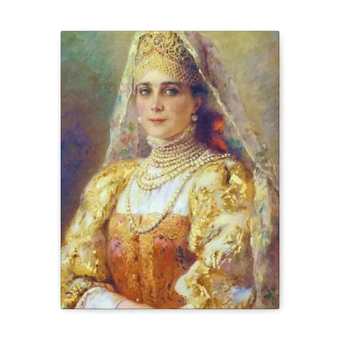 Konstantin Makovsky (1839-1915) Portrait of Princess Zinaida Yusupova in Russian Costume - Canvas Wall Art - The Sticker Space