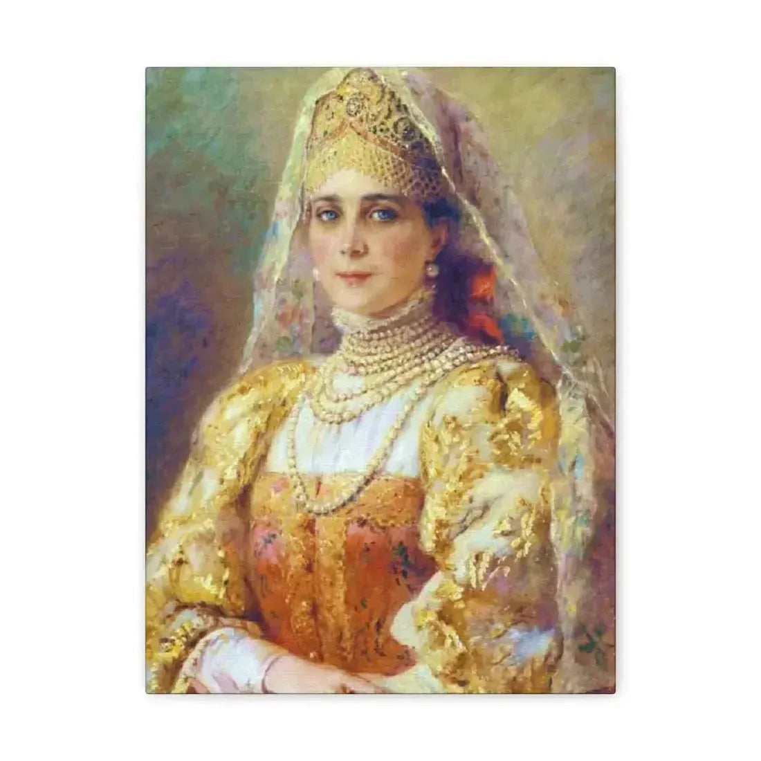 Konstantin Makovsky (1839-1915) Portrait of Princess Zinaida Yusupova in Russian Costume - Canvas Wall Art - The Sticker Space