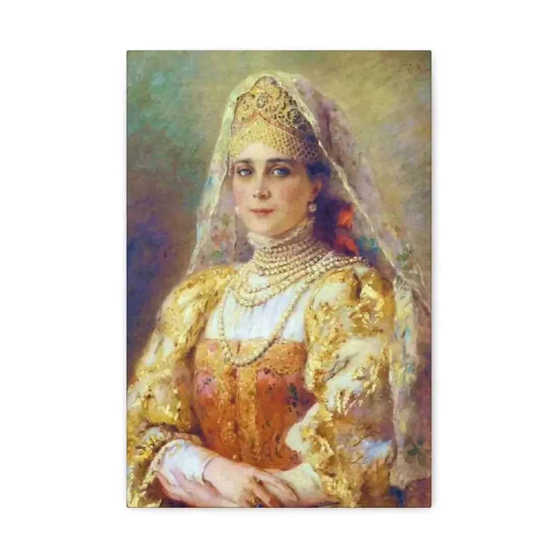 Konstantin Makovsky (1839-1915) Portrait of Princess Zinaida Yusupova in Russian Costume - Canvas Wall Art - The Sticker Space