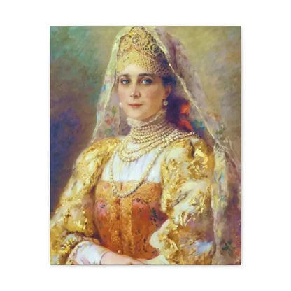 Konstantin Makovsky (1839-1915) Portrait of Princess Zinaida Yusupova in Russian Costume - Canvas Wall Art - The Sticker Space