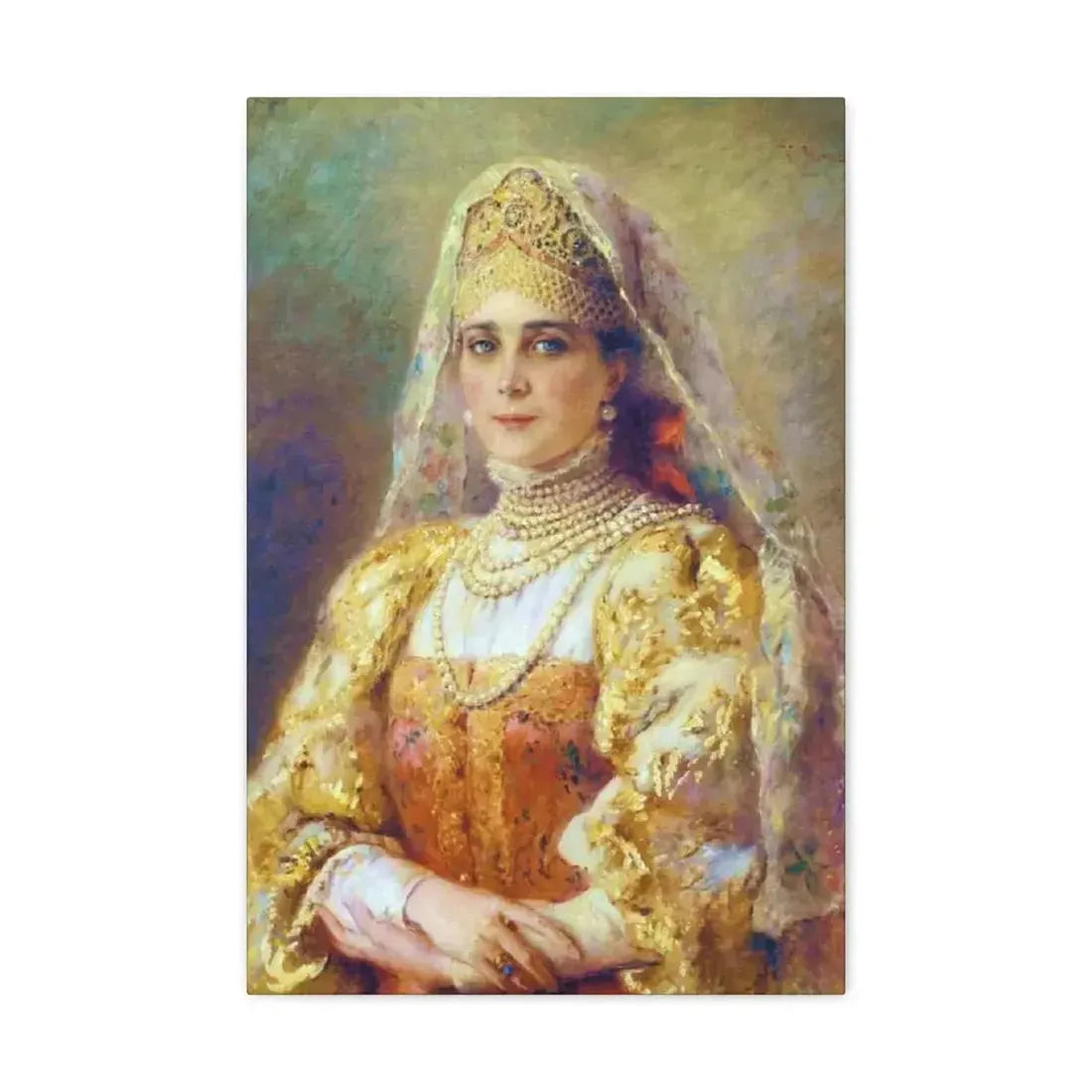 Konstantin Makovsky (1839-1915) Portrait of Princess Zinaida Yusupova in Russian Costume - Canvas Wall Art - The Sticker Space