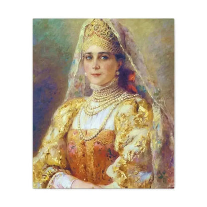 Konstantin Makovsky (1839-1915) Portrait of Princess Zinaida Yusupova in Russian Costume - Canvas Wall Art - The Sticker Space