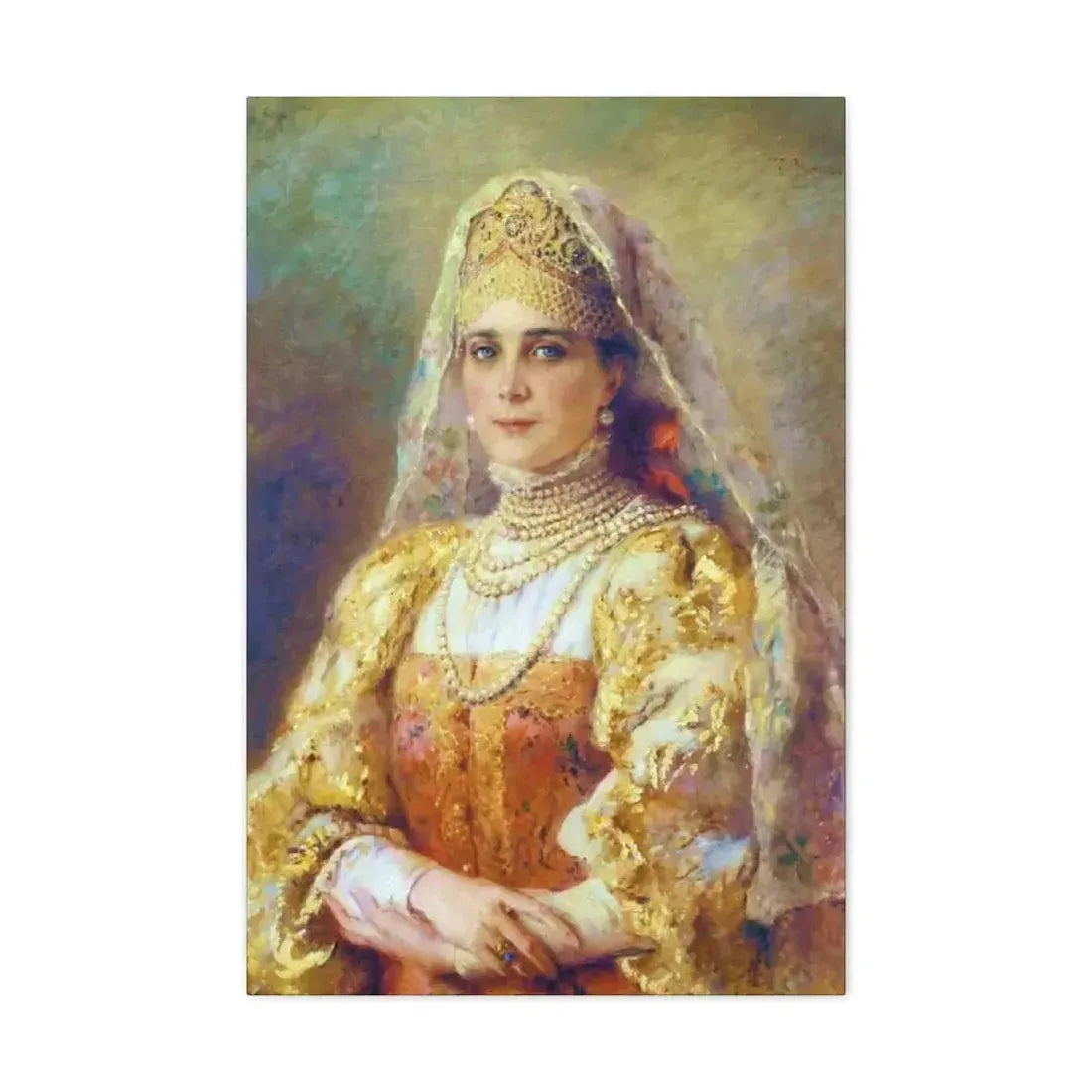Konstantin Makovsky (1839-1915) Portrait of Princess Zinaida Yusupova in Russian Costume - Canvas Wall Art - The Sticker Space