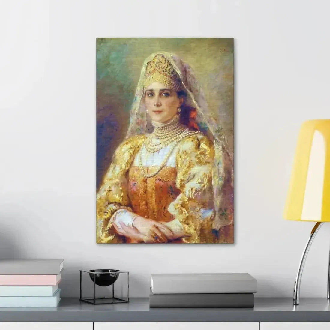 Konstantin Makovsky (1839-1915) Portrait of Princess Zinaida Yusupova in Russian Costume - Canvas Wall Art - The Sticker Space