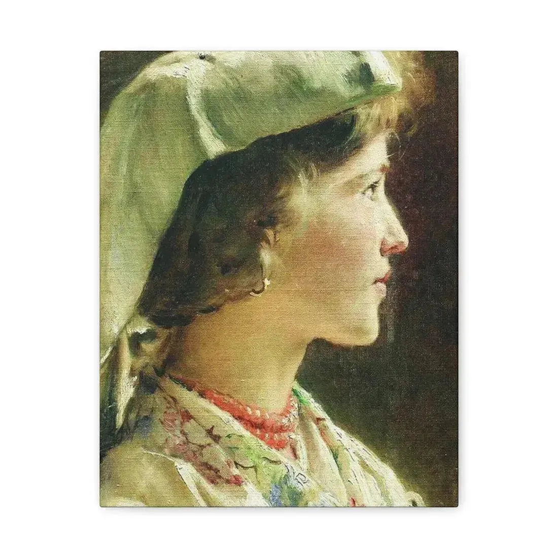 Konstantin Makovsky (1839-1915) Portrait of the Girl - 1910 - Canvas Wall Art 11″ x 14″ 1.25" - The Sticker Space