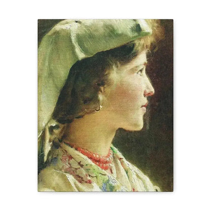 Konstantin Makovsky (1839-1915) Portrait of the Girl - 1910 - Canvas Wall Art 11″ x 14″ 1.25" - The Sticker Space