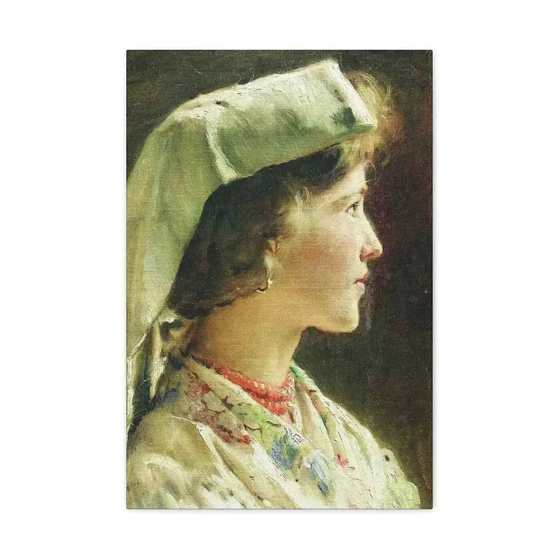 Konstantin Makovsky (1839-1915) Portrait of the Girl - 1910 - Canvas Wall Art 16″ x 24″ 1.25" - The Sticker Space