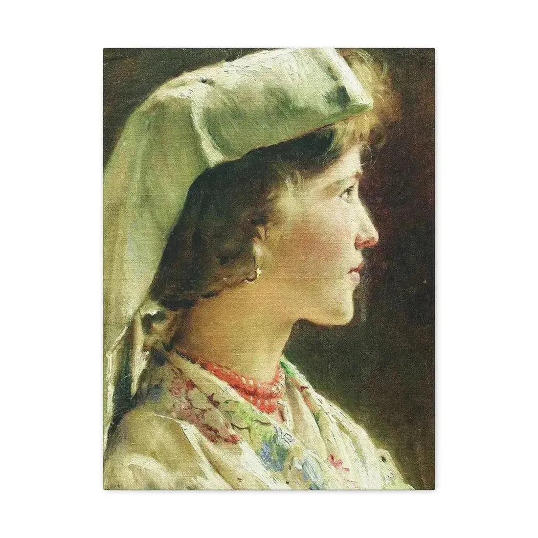 Konstantin Makovsky (1839-1915) Portrait of the Girl - 1910 - Canvas Wall Art 18″ x 24″ 1.25" - The Sticker Space